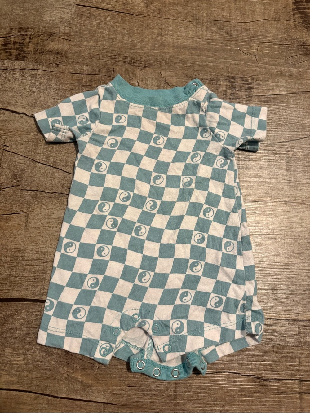 Garanimals Blue and White Checkerboard Yin Yang One-Piece